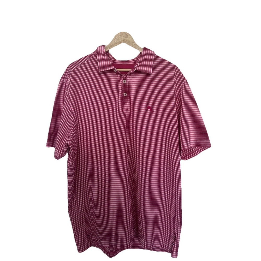 Tommy Bahamas Men's polo XL Islandzone Pink Swordfish Logo.